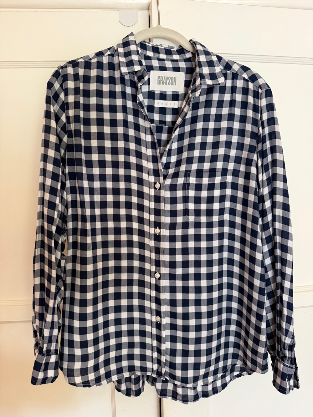 Grayson Women’s Navy and White Check Button-Up Shirt